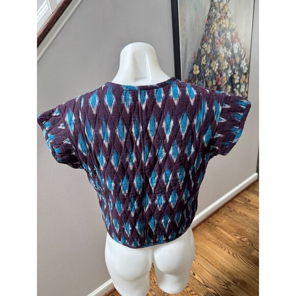 Desert Queen Keziah Cap Sleeve Doublet Vest Purple Ikat Print Size 34 XS - Picture 6 of 7